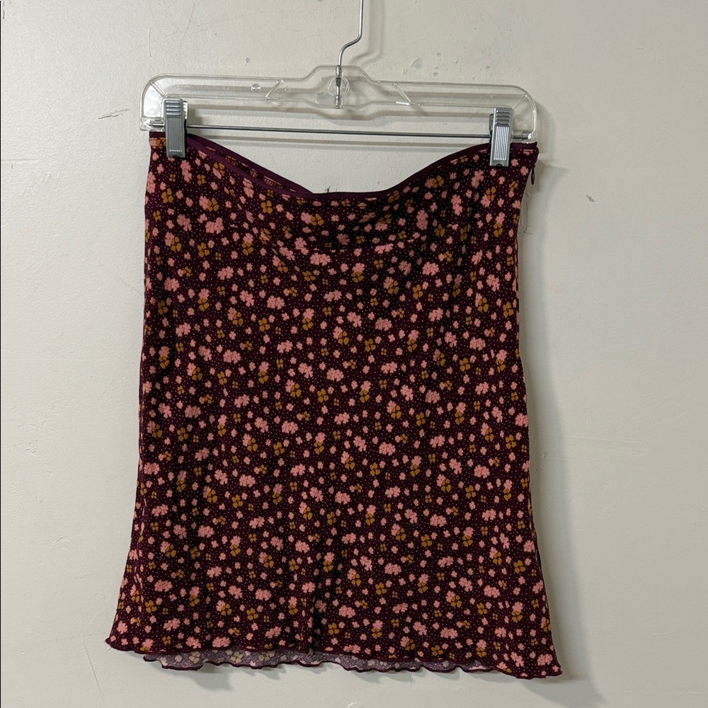 Free People Pink and Yellow Floral Mini Skirt
